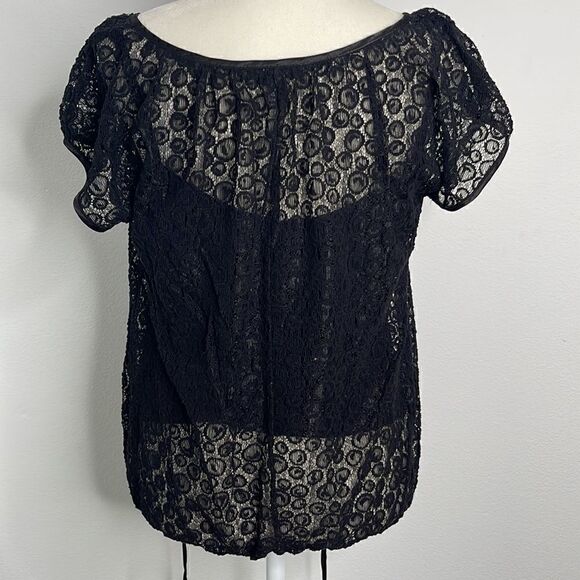 Alfani black lace top w/ privacy camisole attached. Size Medium. Dark Academia - Picture 2 of 6